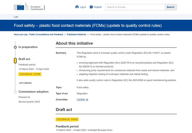 欧盟将修订塑料食品接触材料法规！(图1)